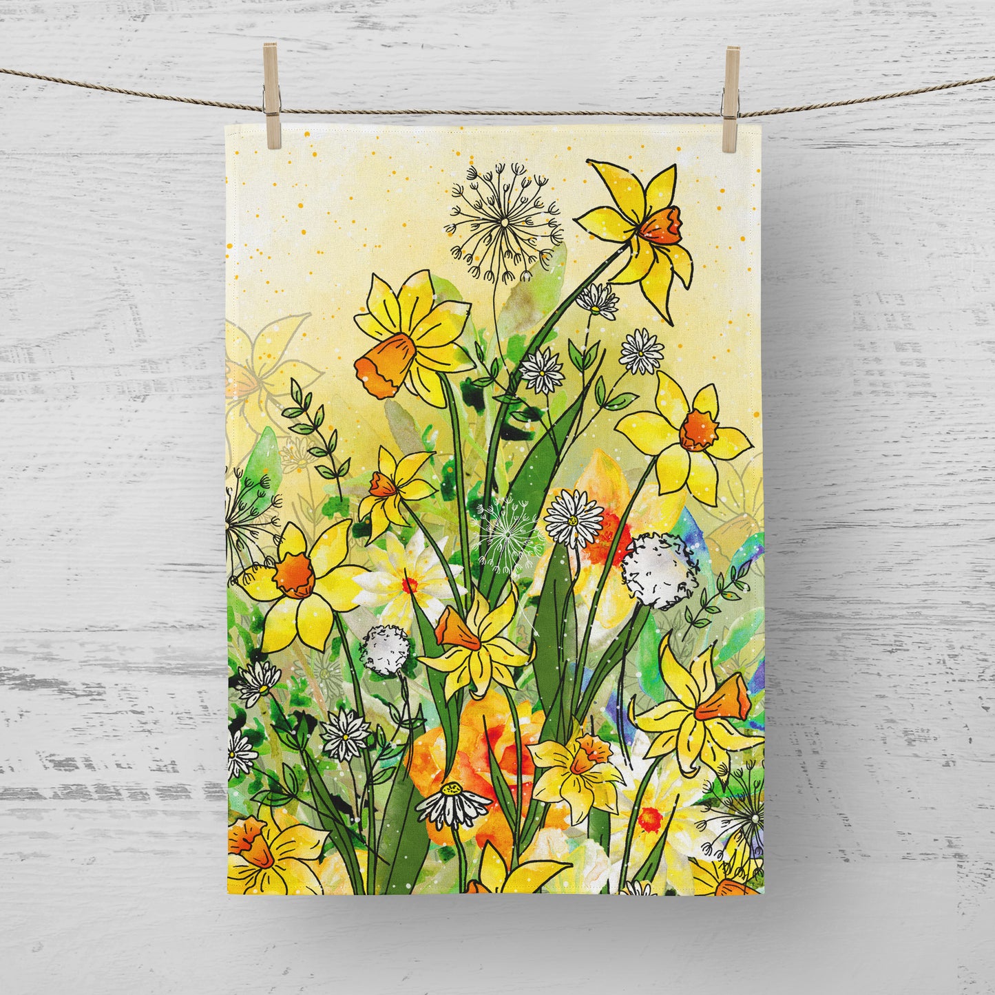 'Daffodil Garden' Tea Towel