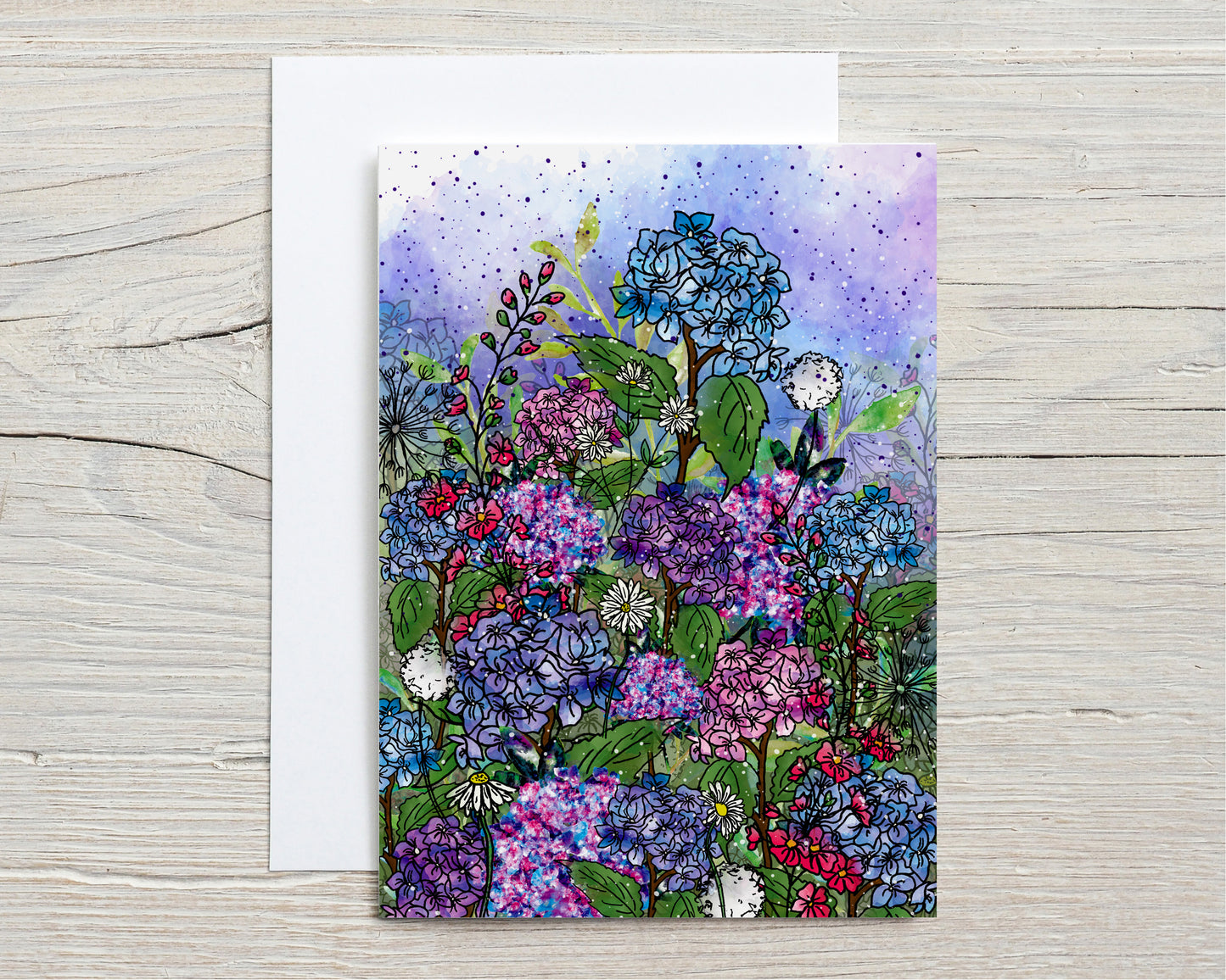 'Hydrangea Blooms' Greeting Card