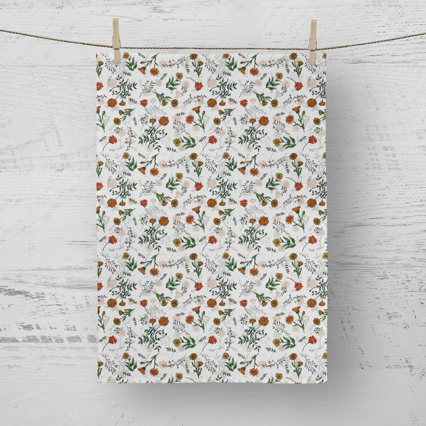 'Marigolds' Tea Towel