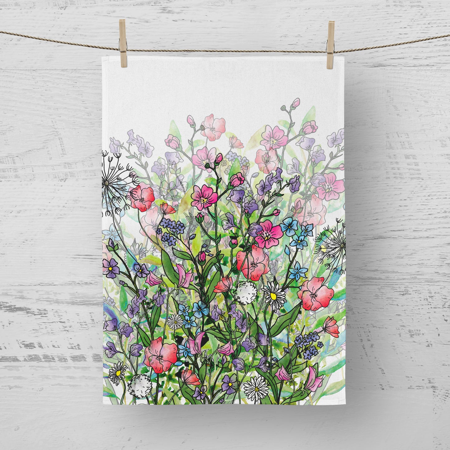 'Spring Flowers' Tea Towel