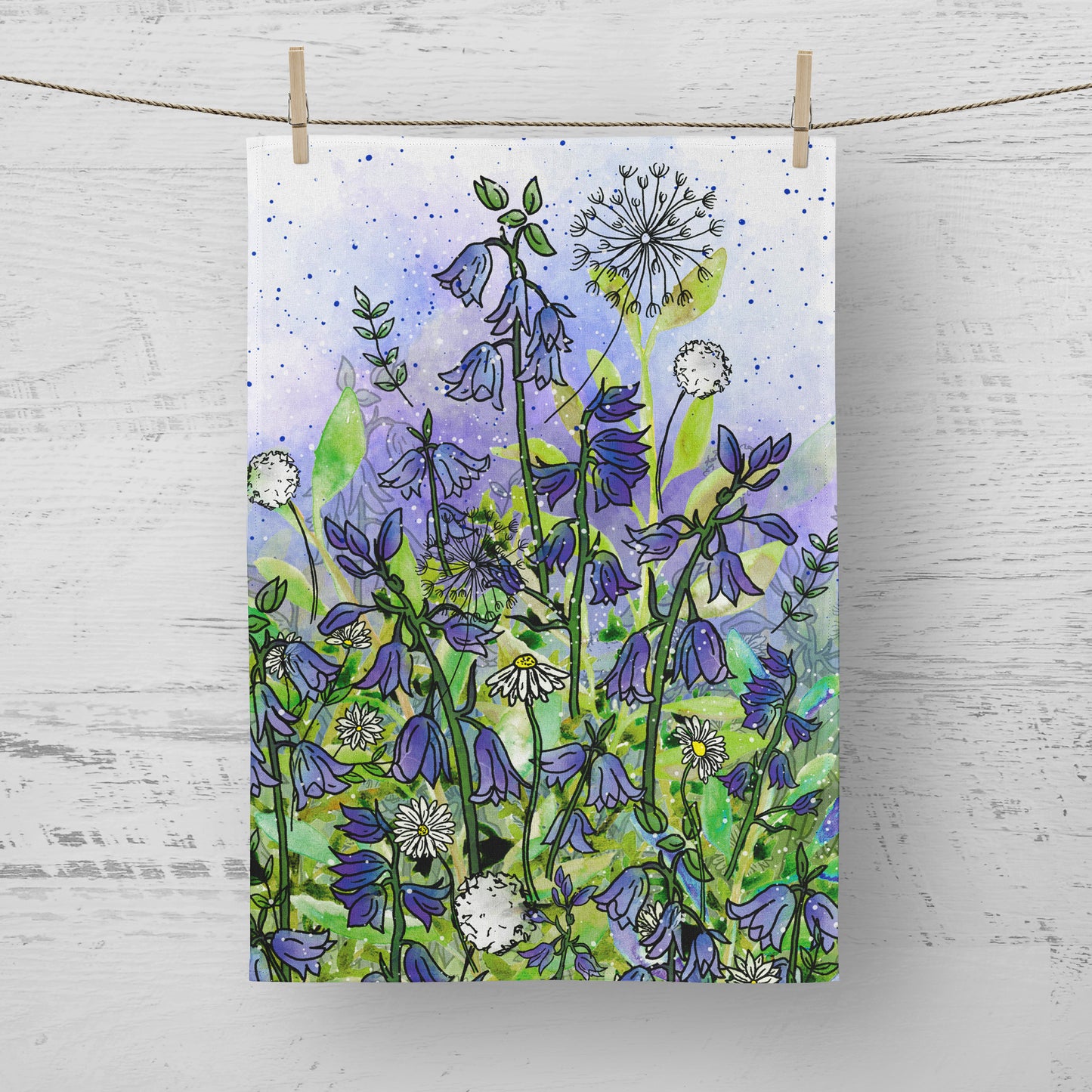 'Bluebell Garden' Tea Towel