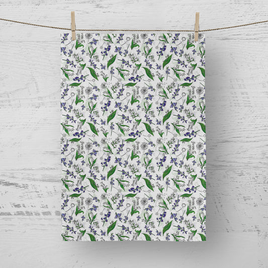 'Bluebells and Lily of the Valley' Tea Towel