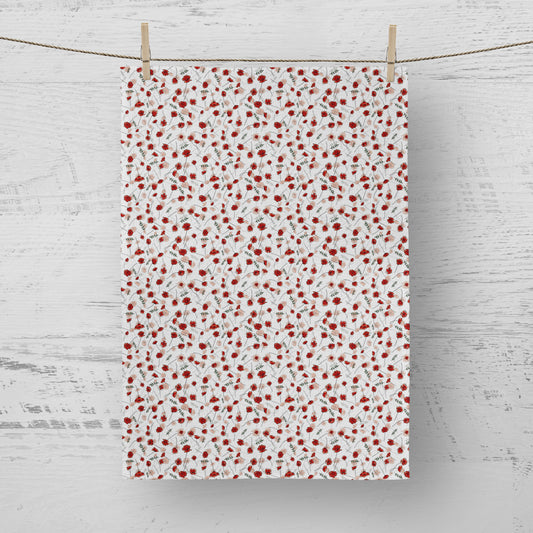 'Cascading Poppies' Tea Towel