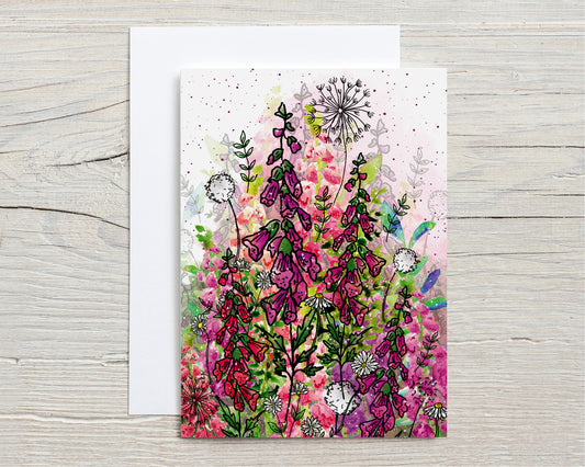 'Foxglove Field' Greeting Card