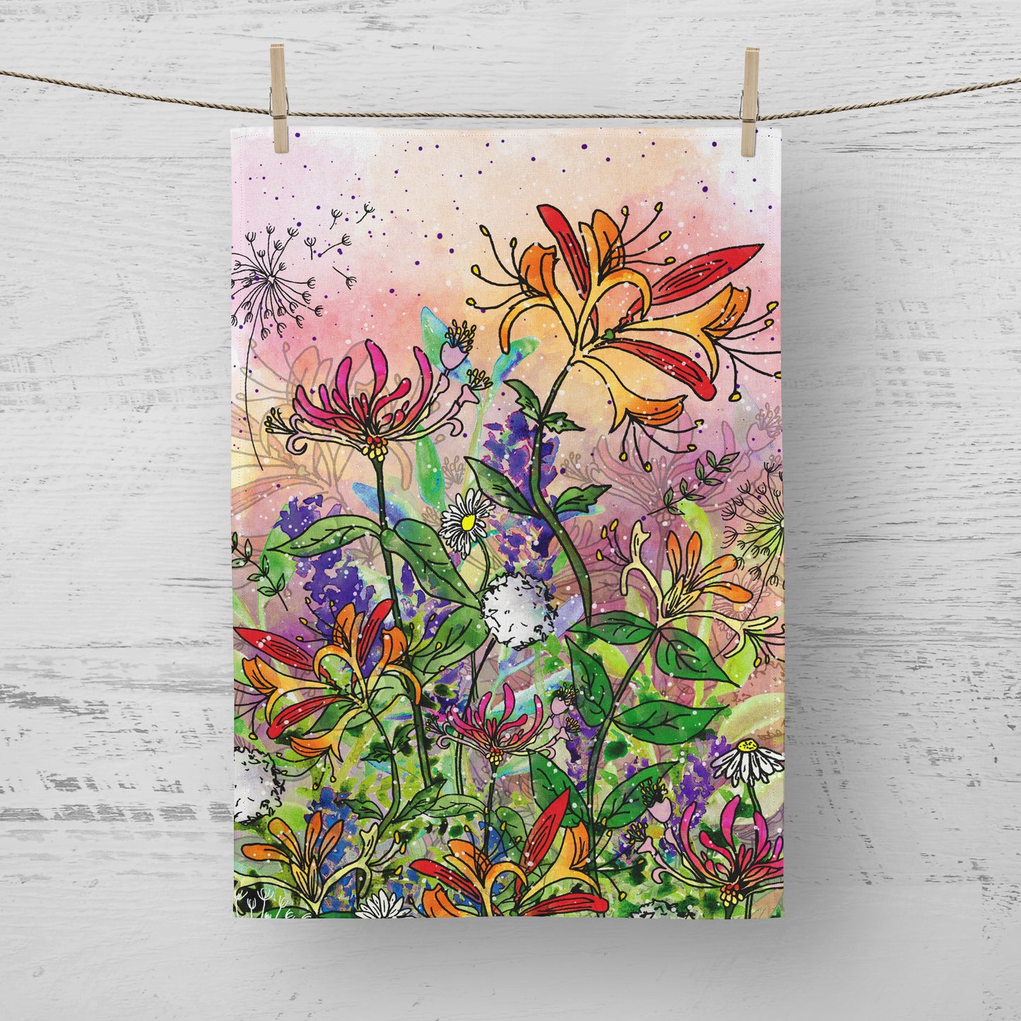 'Honeysuckle Garden' Tea Towel