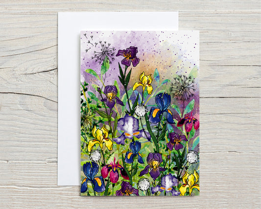 'Iris Garden' Greeting Card