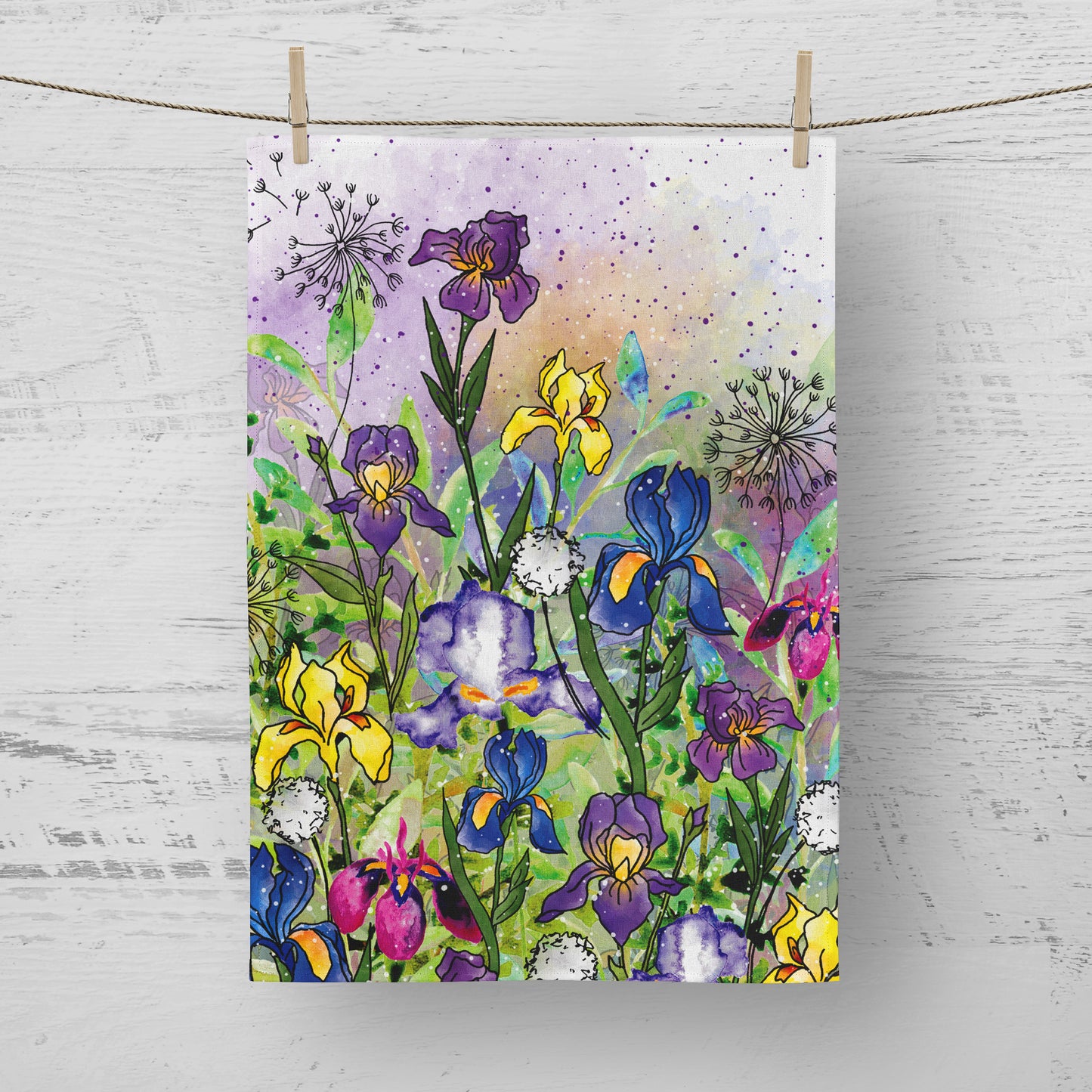 'Iris Garden' Tea Towel
