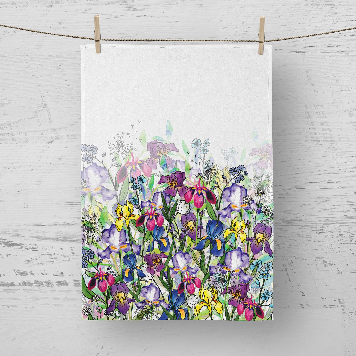 'Iris Garden' Tea Towel