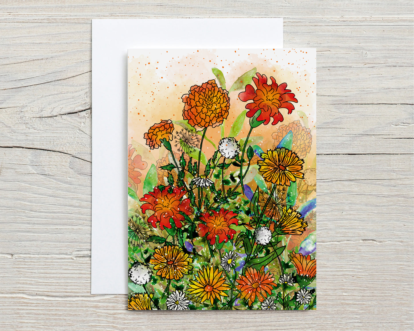 'Marigold Garden' Greeting Card