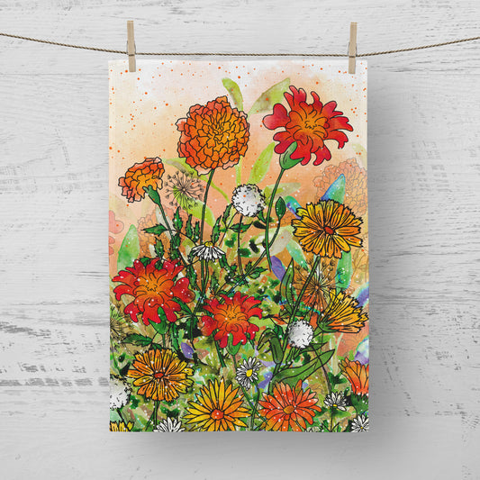 'Marigold Garden' Tea Towel