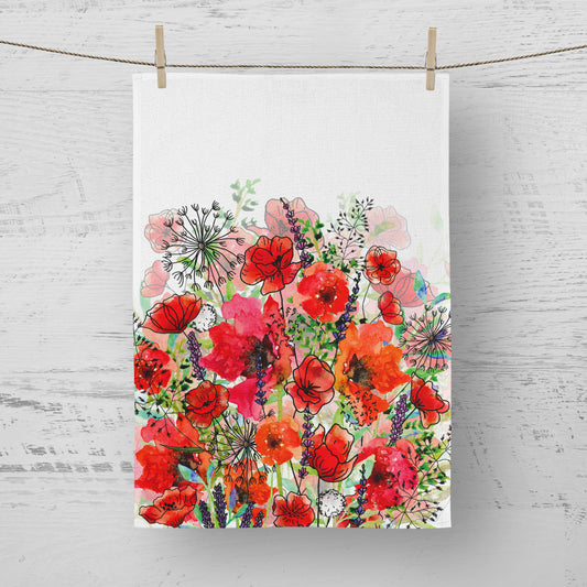 'Poppy Blooms' Tea Towel
