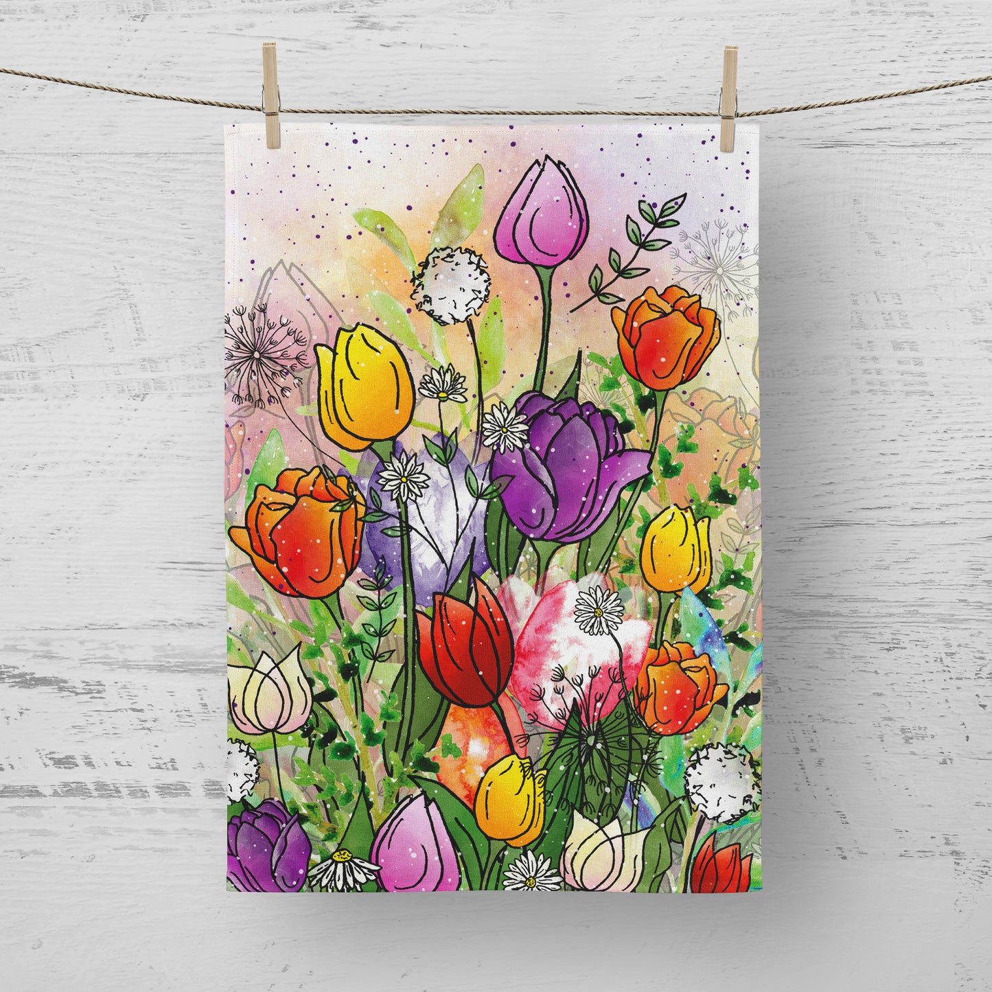 'Spring Tulips' Tea Towel