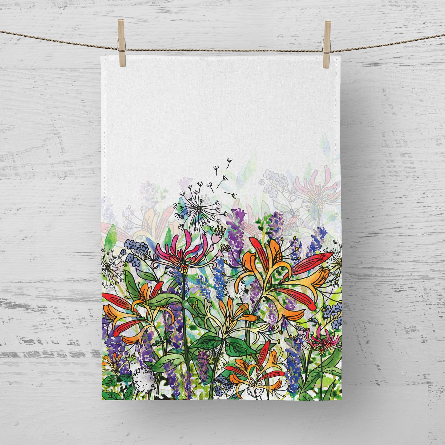 'Summer Flowers' Tea Towel