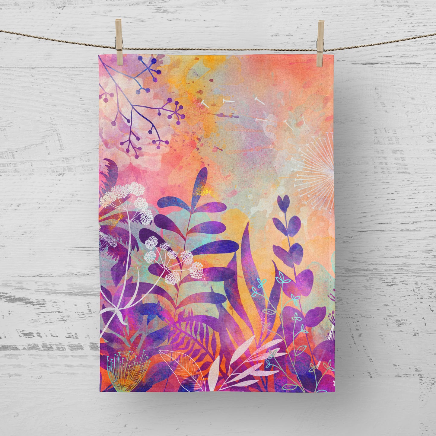 'Sunblush Peach Sky' Tea Towel