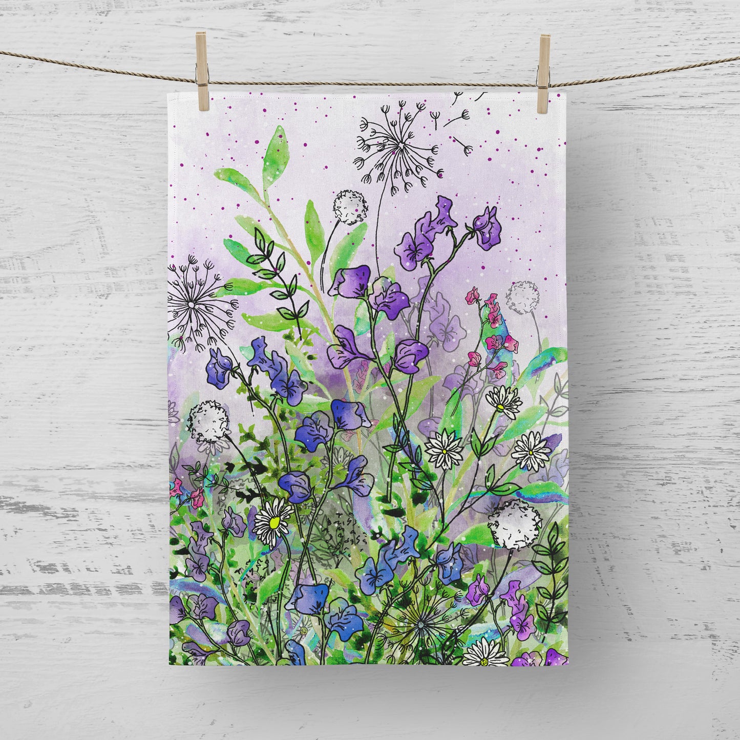 'Sweet Pea Garden' Tea Towel